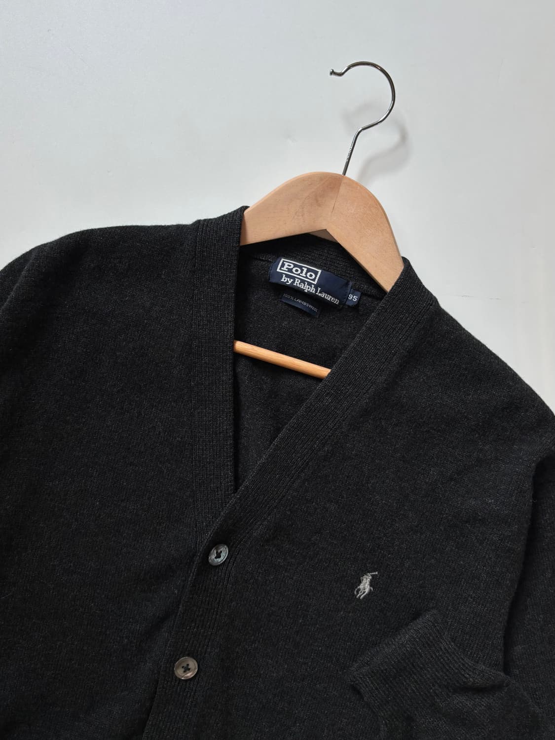 Polo 폴로 랄프로렌 램스울 차콜 컬러 브이넥 가디건 상품이미지3