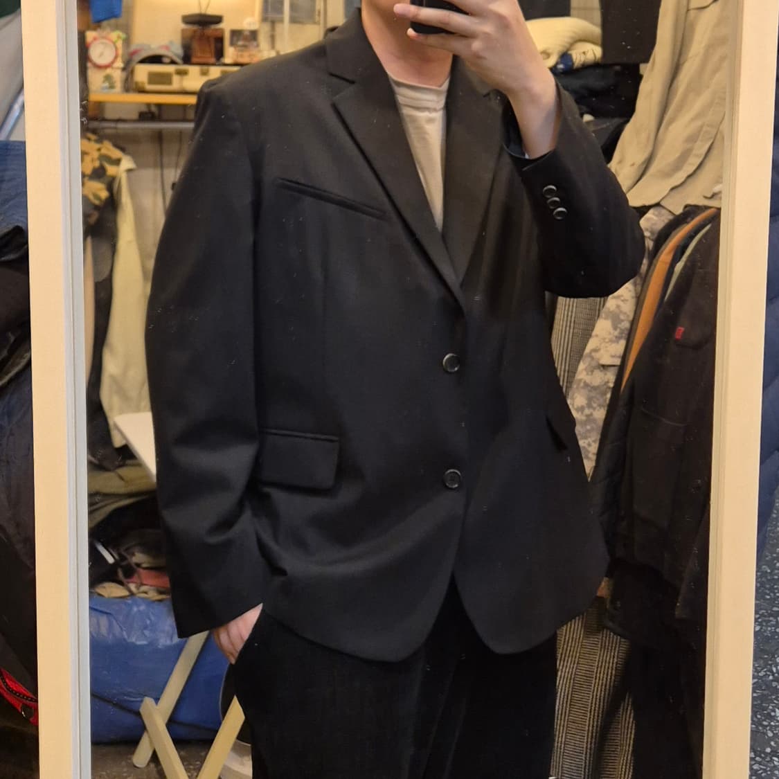 M(착샷잇음) 블랙 오버핏 블레이져  상품이미지5