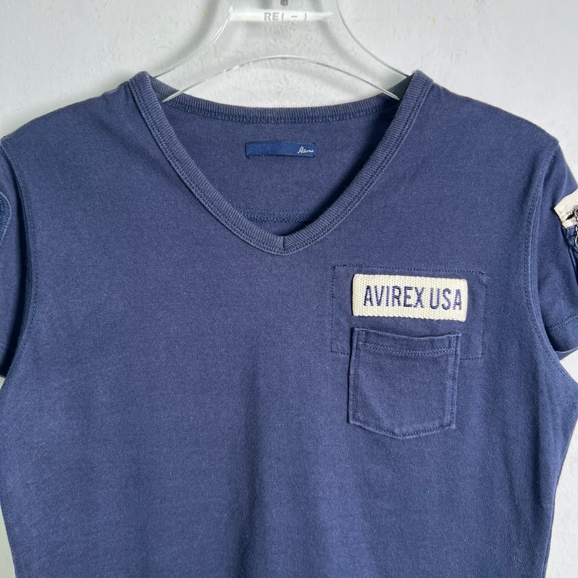Avirex 아비렉스 네이비 퍼티그 브이넥 반팔 티셔츠  상품이미지5