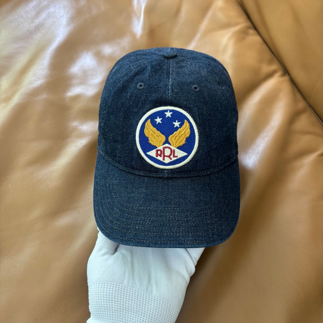 RRL 더블알엘 랄프로렌 폴로 윙로고 6패널 볼캡 모자 워시드 데님 상품이미지2