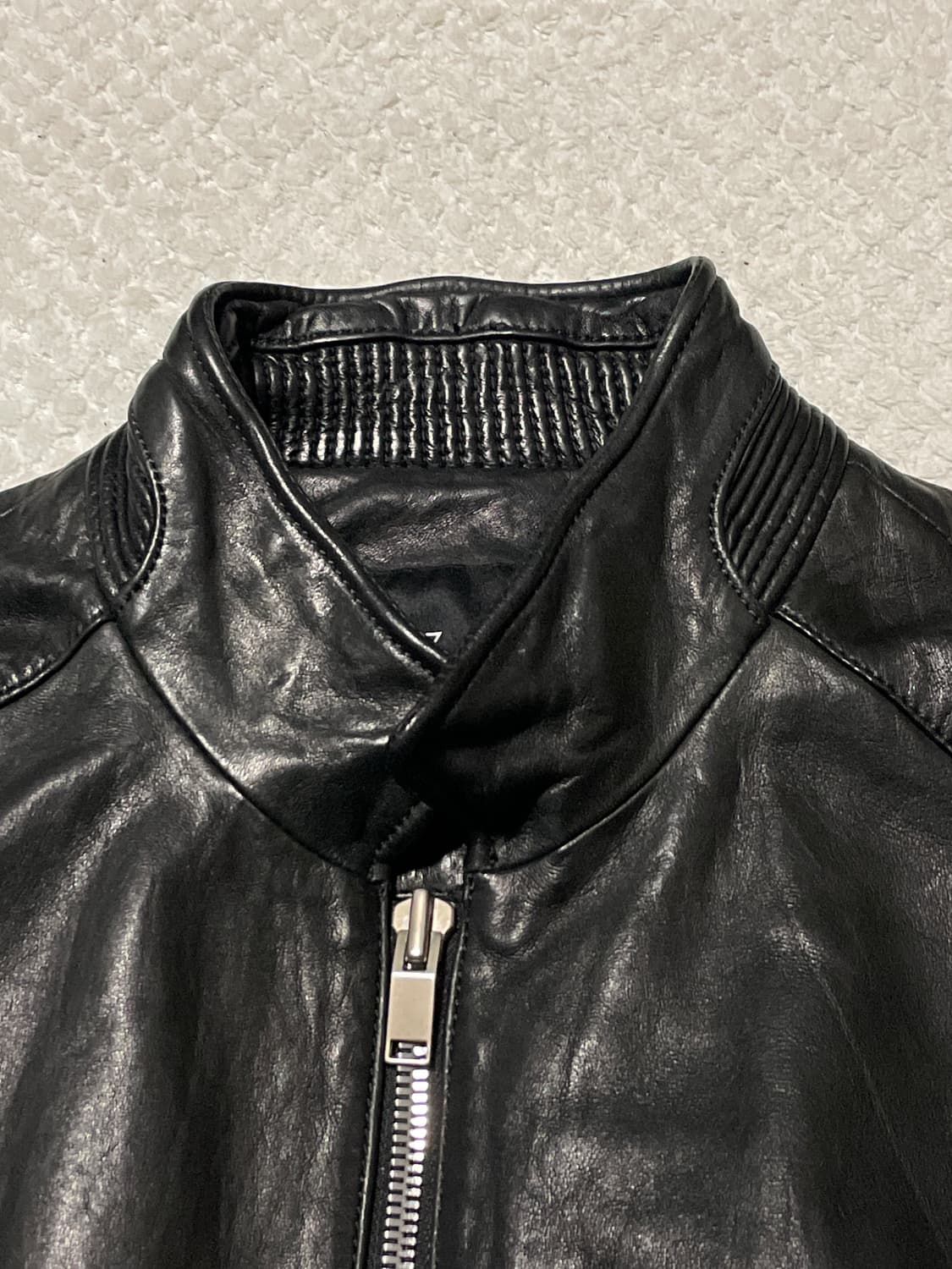 ZIO SONGZIO 웨스턴 무드 램스킨 양가죽 바이커 절개 레더 자켓 상품이미지4