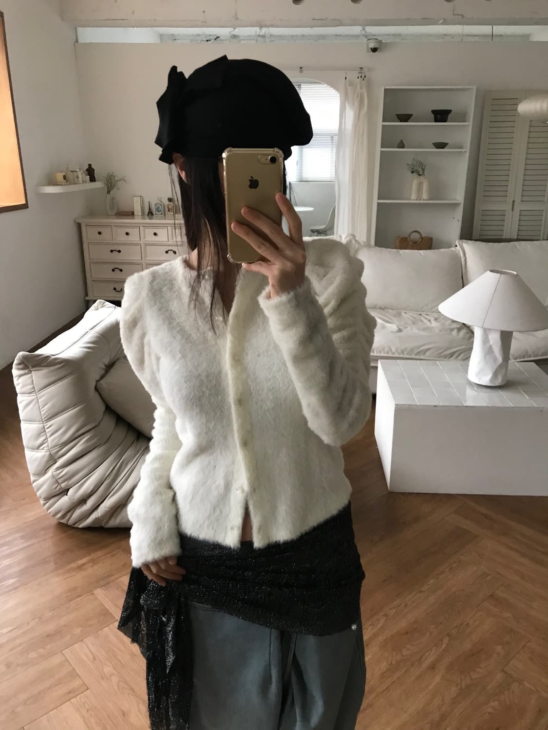 vintage ivory puff cardigan 상품이미지4