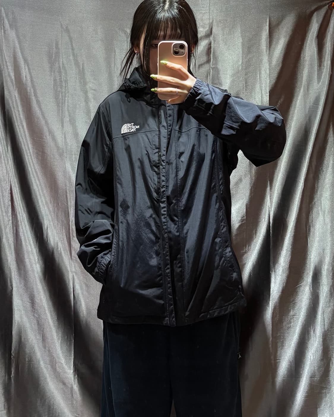 XL 노스페이스 심볼로고 블랙 나일론 후드 자켓 상품이미지1