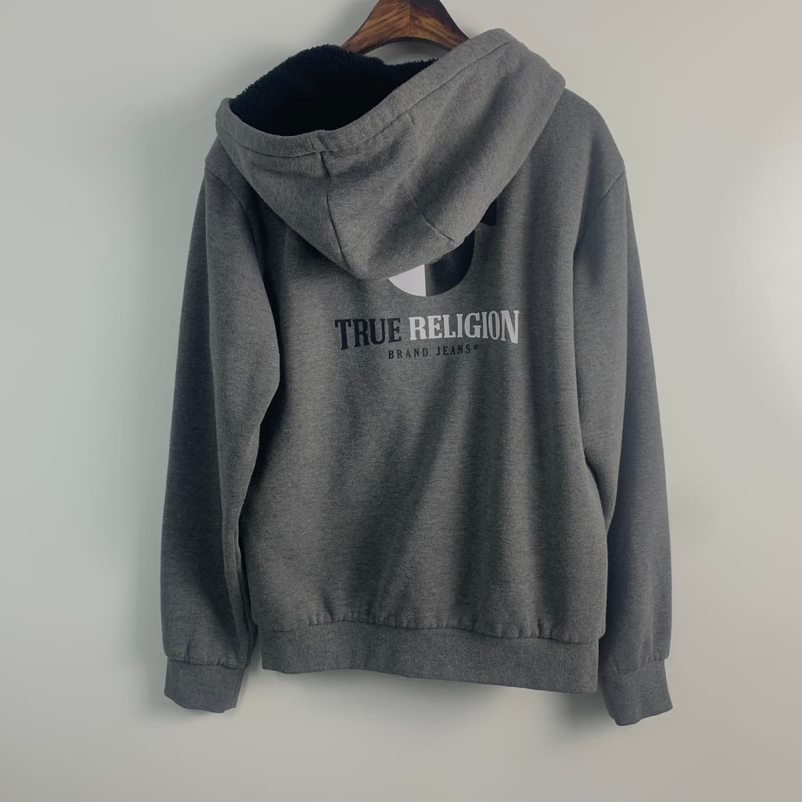 트루릴리전 자수로고 그레이 후드집업 상품이미지3