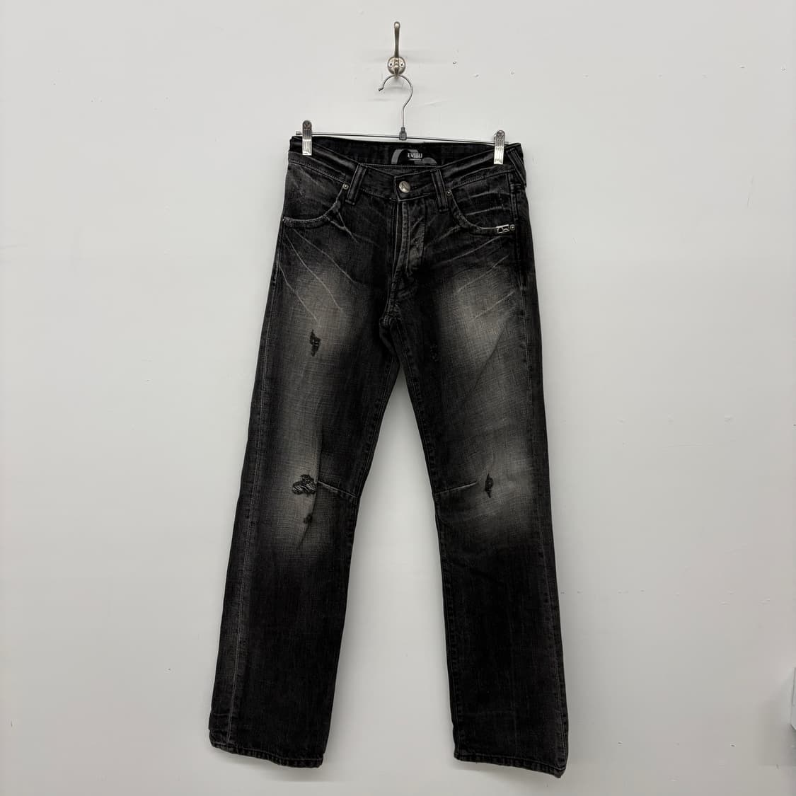 EVISU 에비수 블랙 데님 청바지 데미지진 남성 30in 상품이미지1