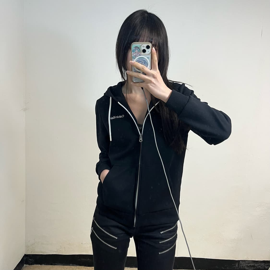 Calvin Klein black hood zip-up 상품이미지1