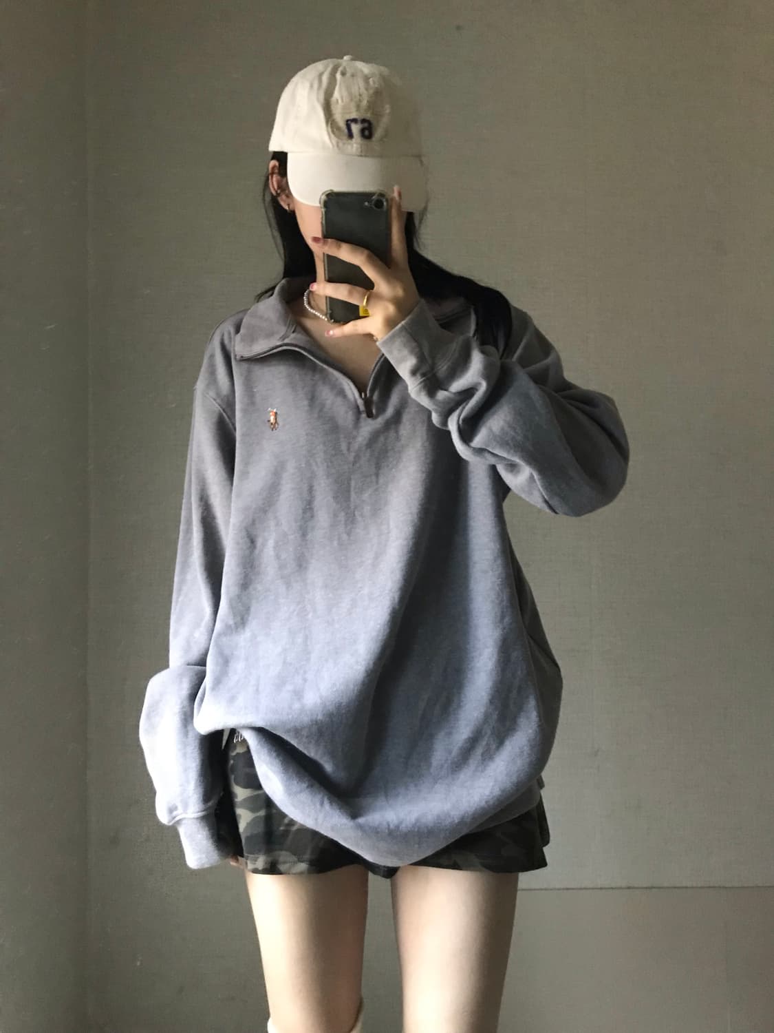 폴로 그레이 코튼 반집업 상품이미지2