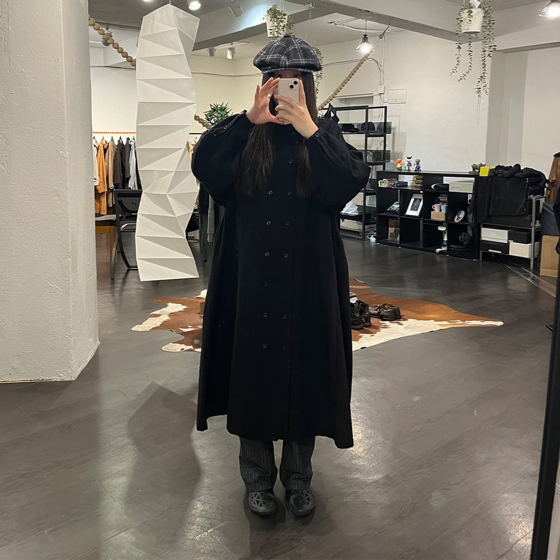 카시라 체크 오버사이즈 캐스킷 햇 상품이미지3