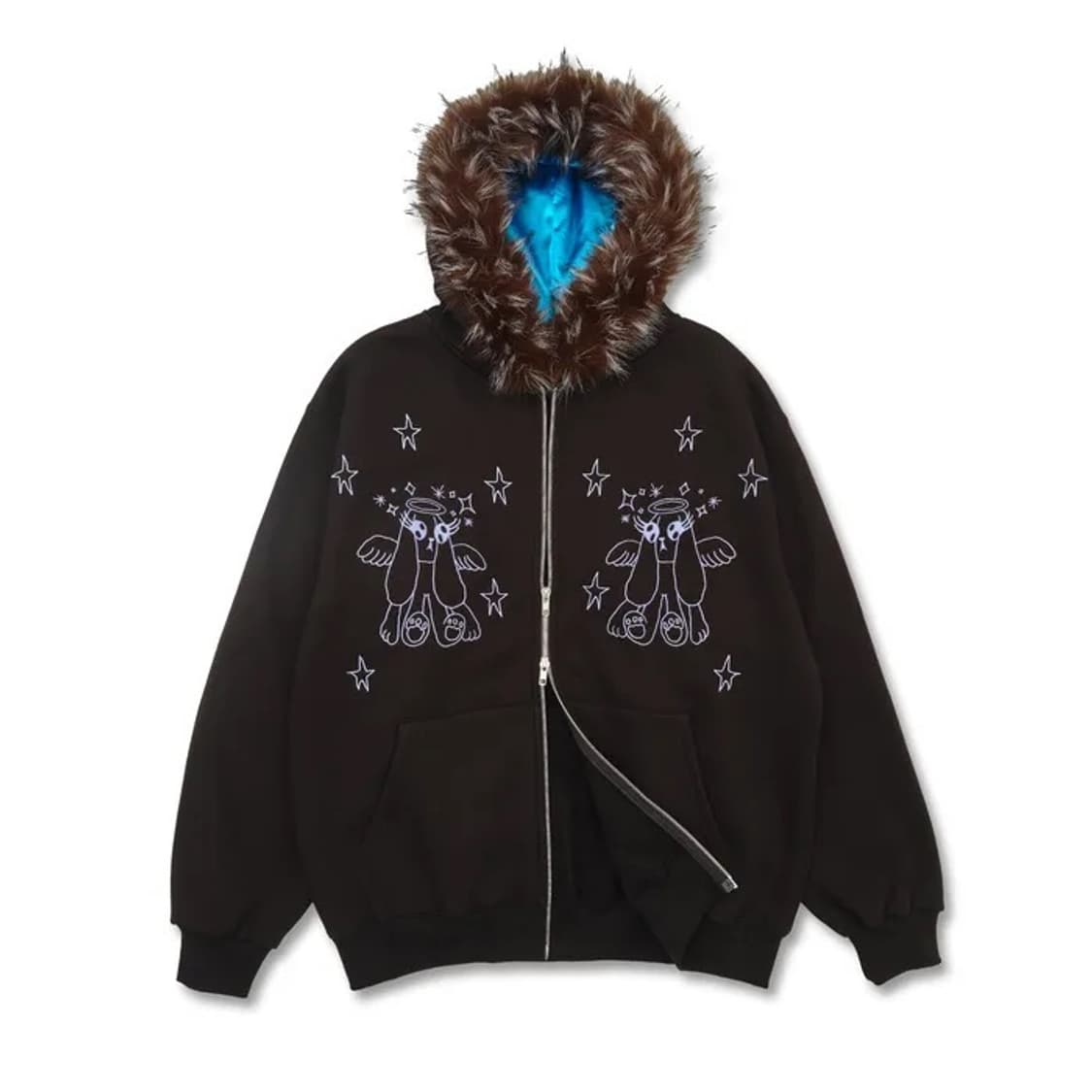 유쓰배쓰 오버핏 퍼 후드집업 상품이미지2