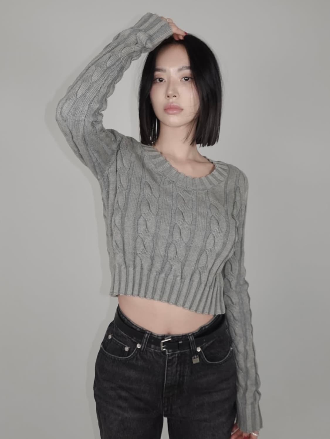 페일제이드 빈티지 워싱 케이블 니트 상품이미지1