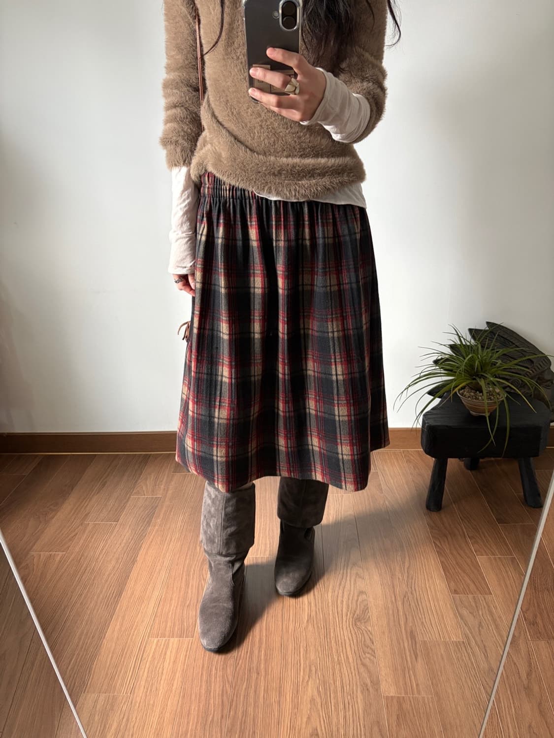 check patterned banding skirt 상품이미지4