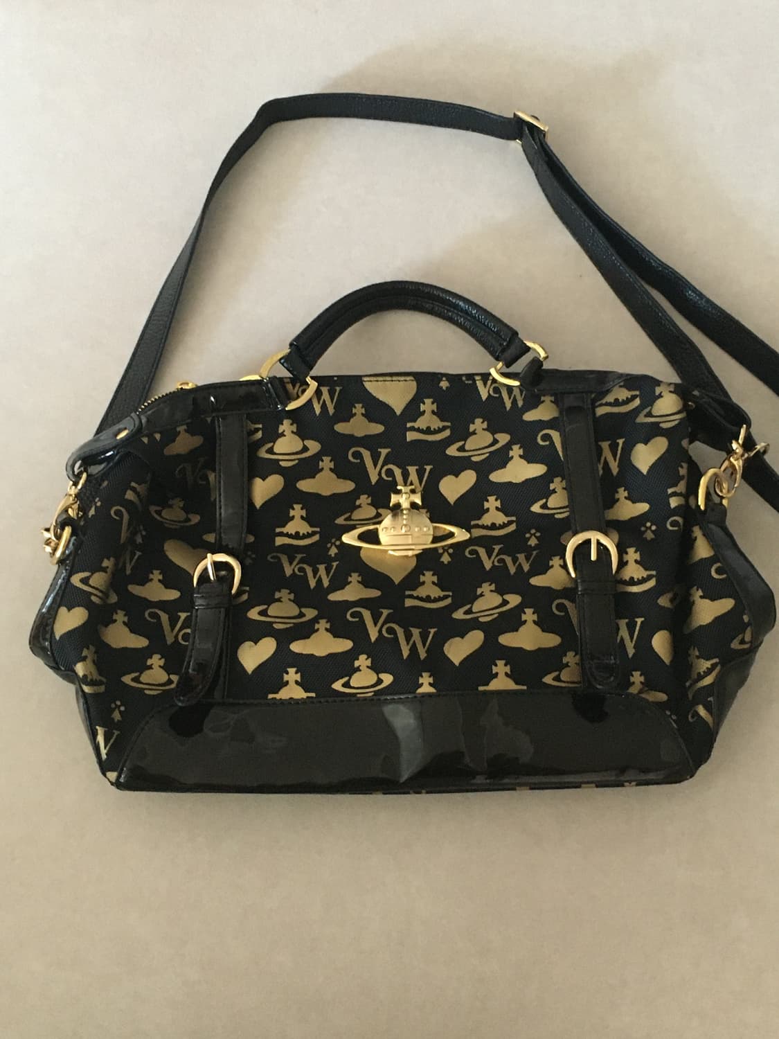 비비안웨스트우드 블랙 골드 발렌타인 가방 토트백 숄더백 갸루 상품이미지1