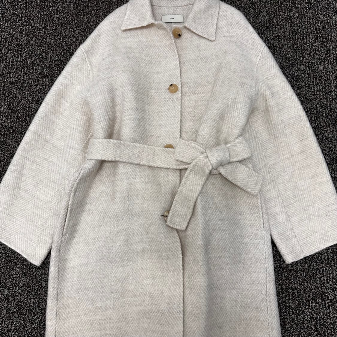 Fave 헤링본 핸드베이드 울 롱 코트 아이보리 F 상품이미지2