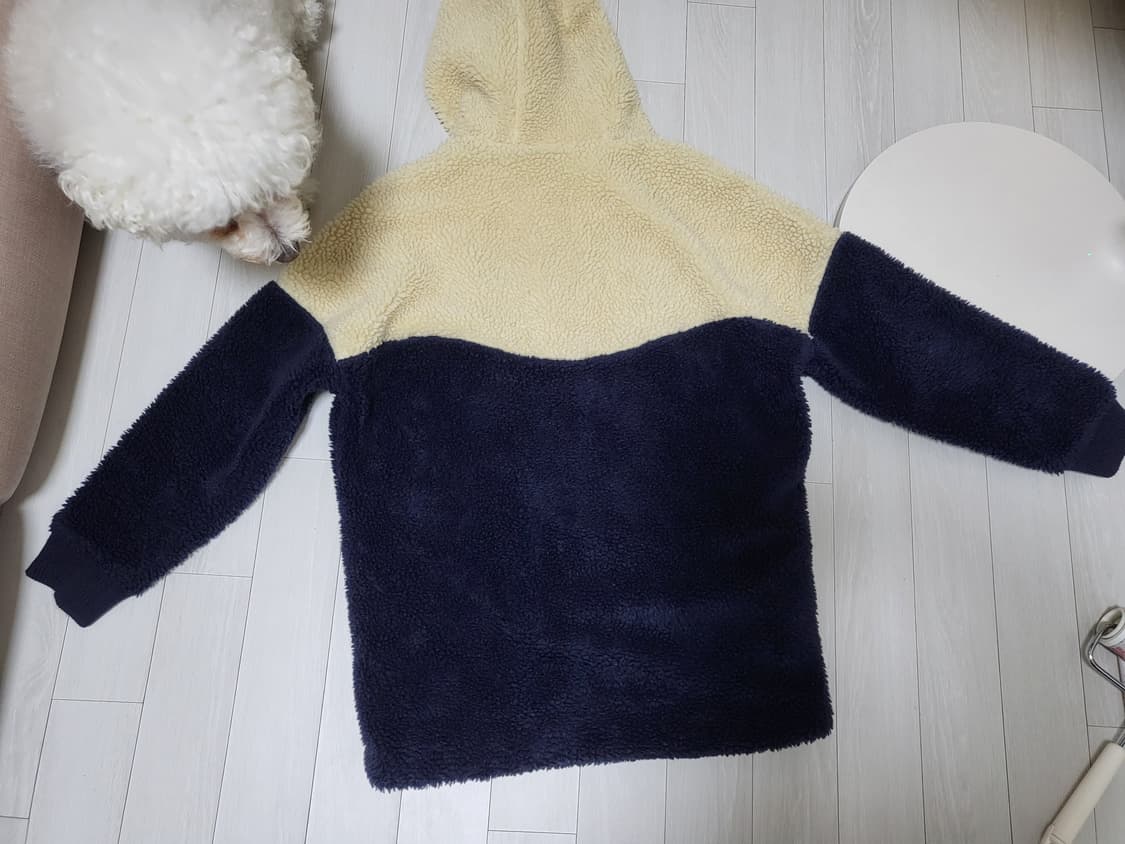 럭키슈에뜨 오버사이즈 뽀글이 후리스 아이보리/네이비 free55-77 상품이미지8