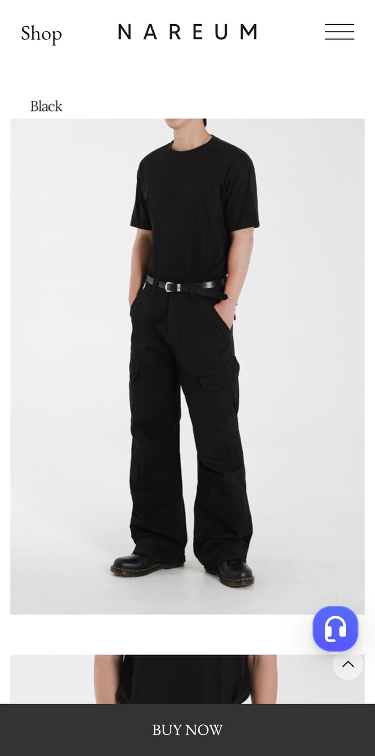 L 빈티지 다잉 워싱 카고 팬츠 블랙 상품이미지1