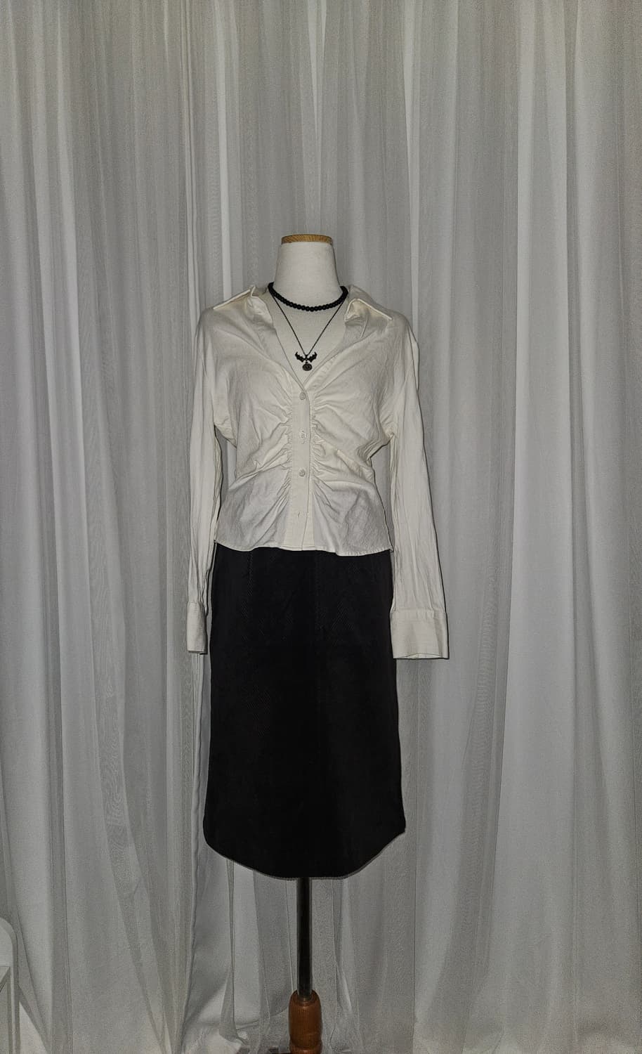 ozoc 딥다크 브라운 코듀로이 스커트 니혼진 공겜여주 히메갸루 상품이미지3