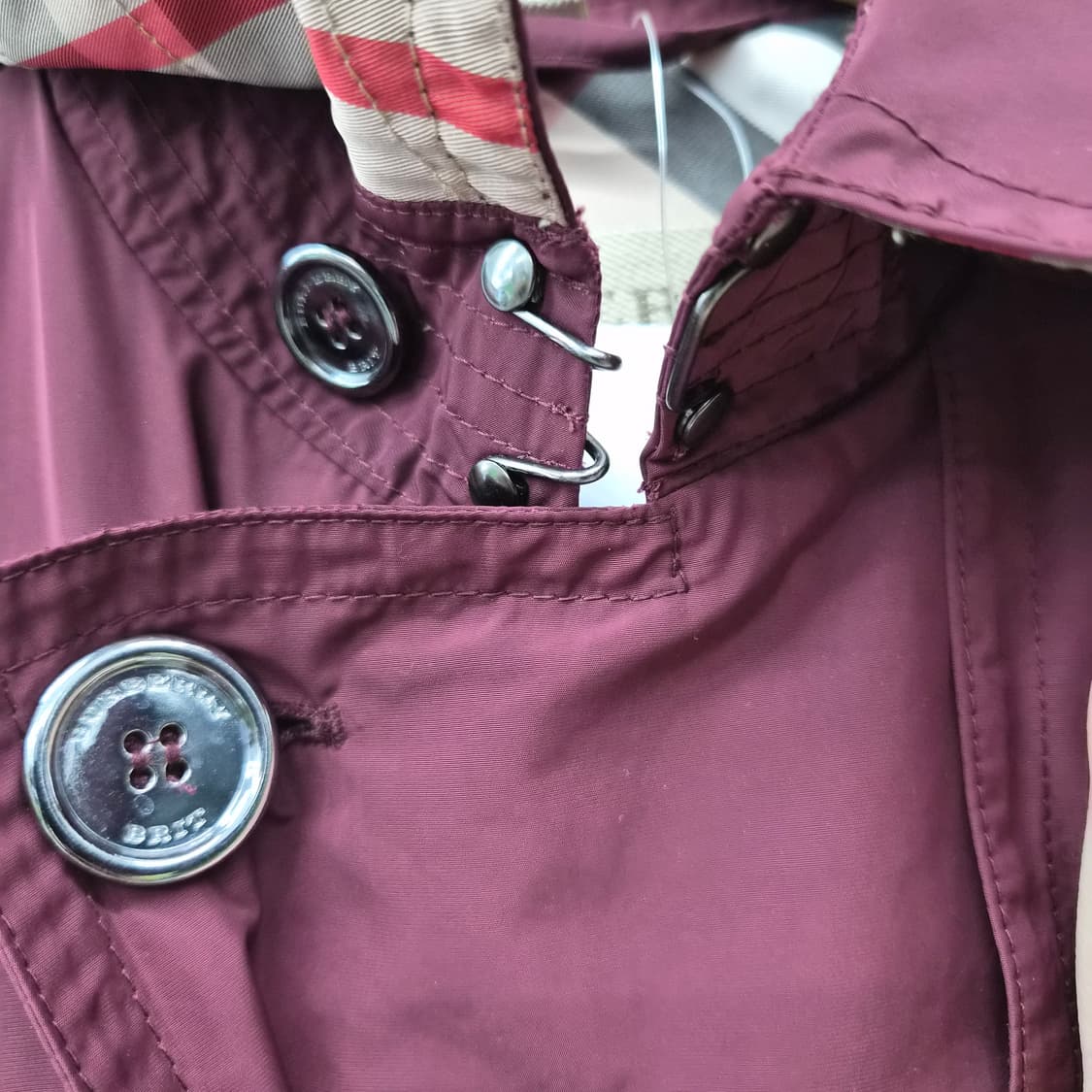 버버리 와인색 트렌치 숏코트 여성 S 상품이미지6