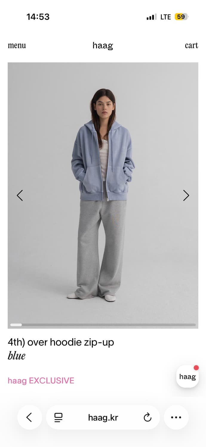 Haag 오버사이즈 후디 집업(blue) 상품이미지1