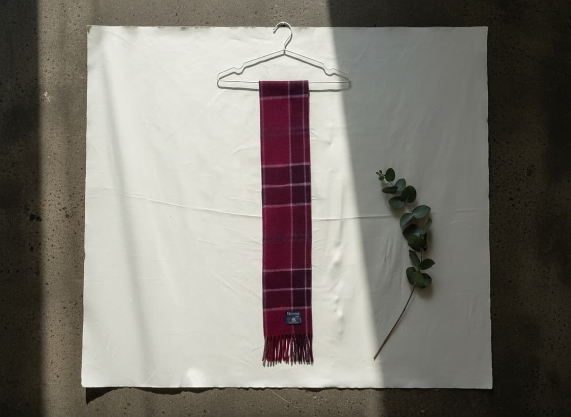 IN COLLECTION by Indian 버건디 체크 머플러 크리스마스 상품이미지5