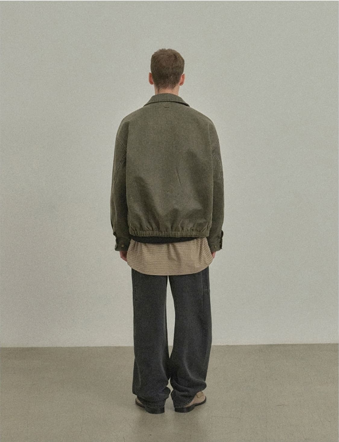 아크블루 비건 레더 블루종 자켓 crack brown M 상품이미지8