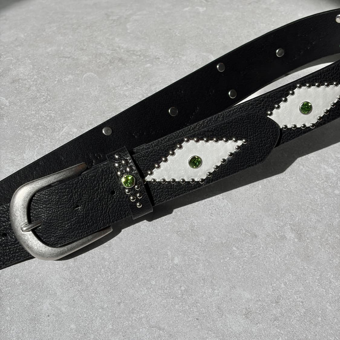 Oribell 에스닉 다이아 크로스 스터드y2k 웨스턴 가죽 벨트 상품이미지1