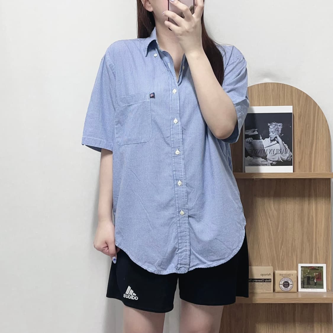 [정품] 폴로 진스 블루 체크 성조기포켓 반팔셔츠 [ S ] 상품이미지3