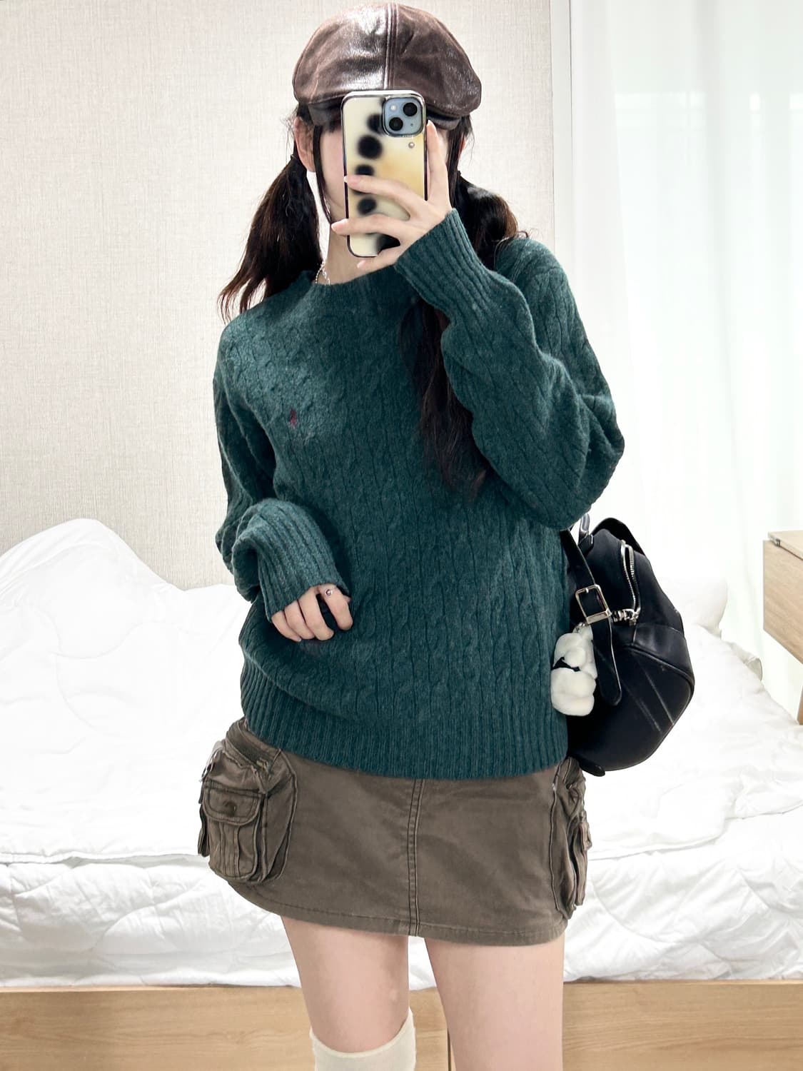 폴로 램스울 딥그린 케이블 니트 상품이미지4