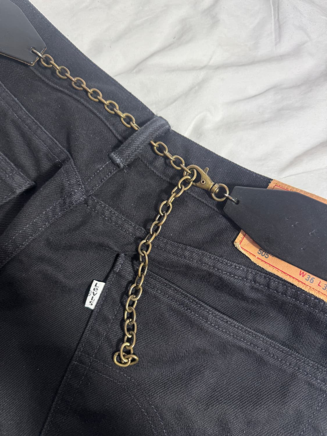 빈티지 콘초 체인 레더 벨트 상품이미지4