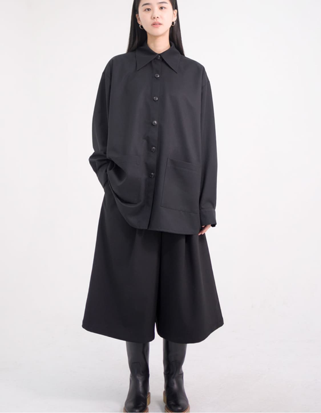 유노이아 Line Pocket Shirt black 상품이미지6