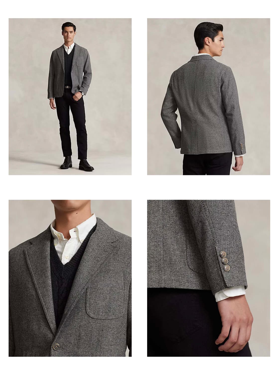 폴로 랄프로렌 헤링본 울 그레이 모던 스포츠 코트 자켓 상품이미지4