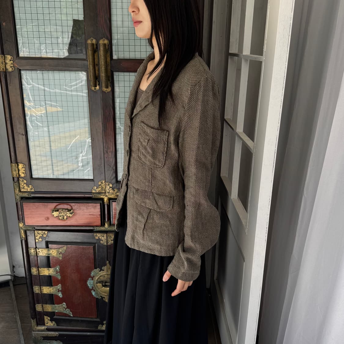 TRANSIT 린넨 체크 자켓 상품이미지2