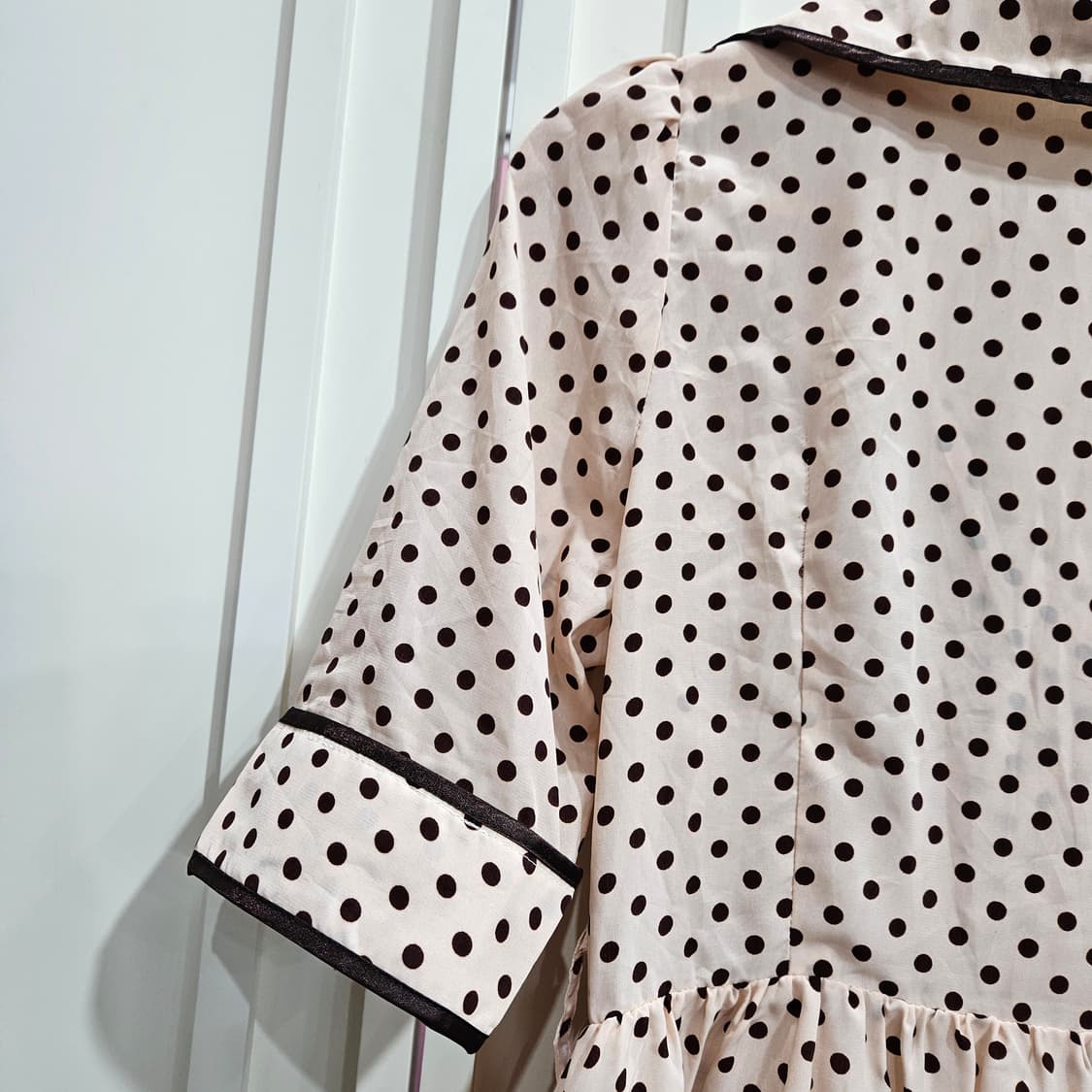 앙크루즈 핑크 도트 반팔 원피스 더블버튼 상품이미지6