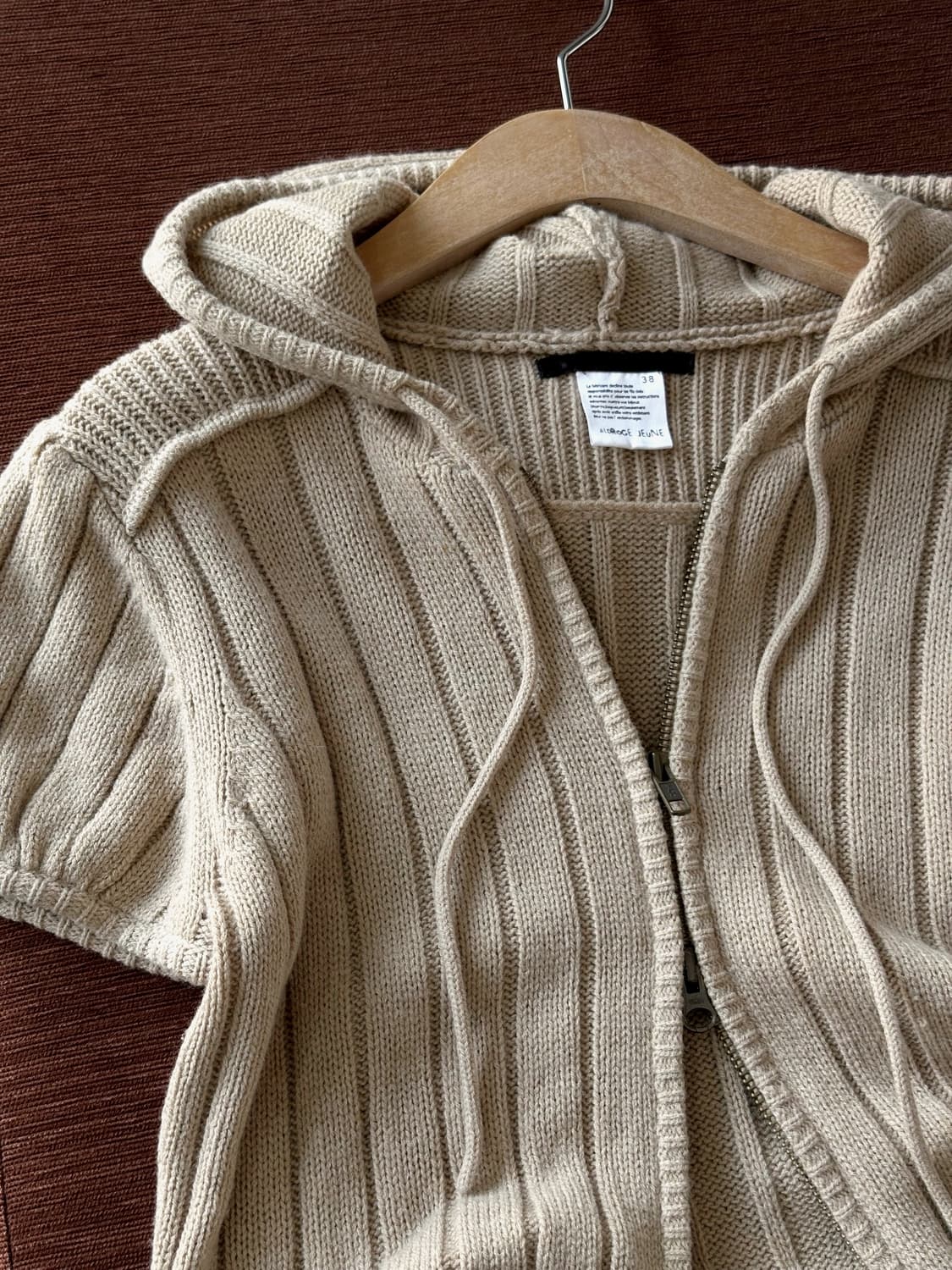 Fuff sleeve design zip hooded knit jacke 상품이미지2