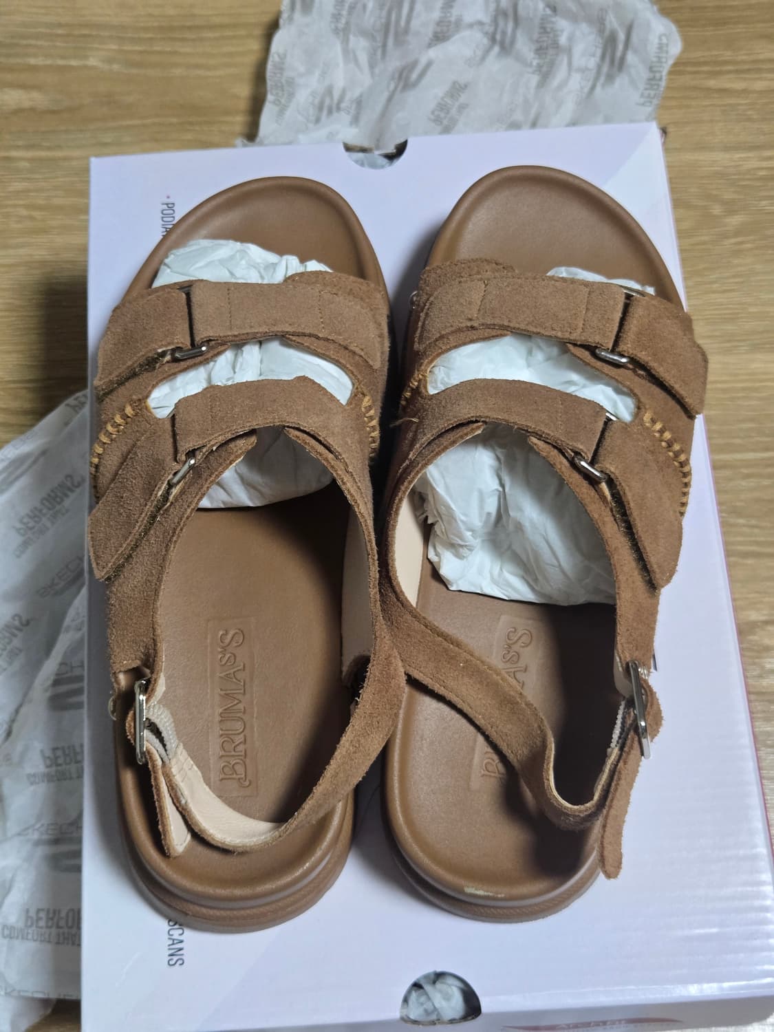 브루마스 소가죽 스웨이드 디아나 여성 키높이 샌들 245cm 상품이미지2