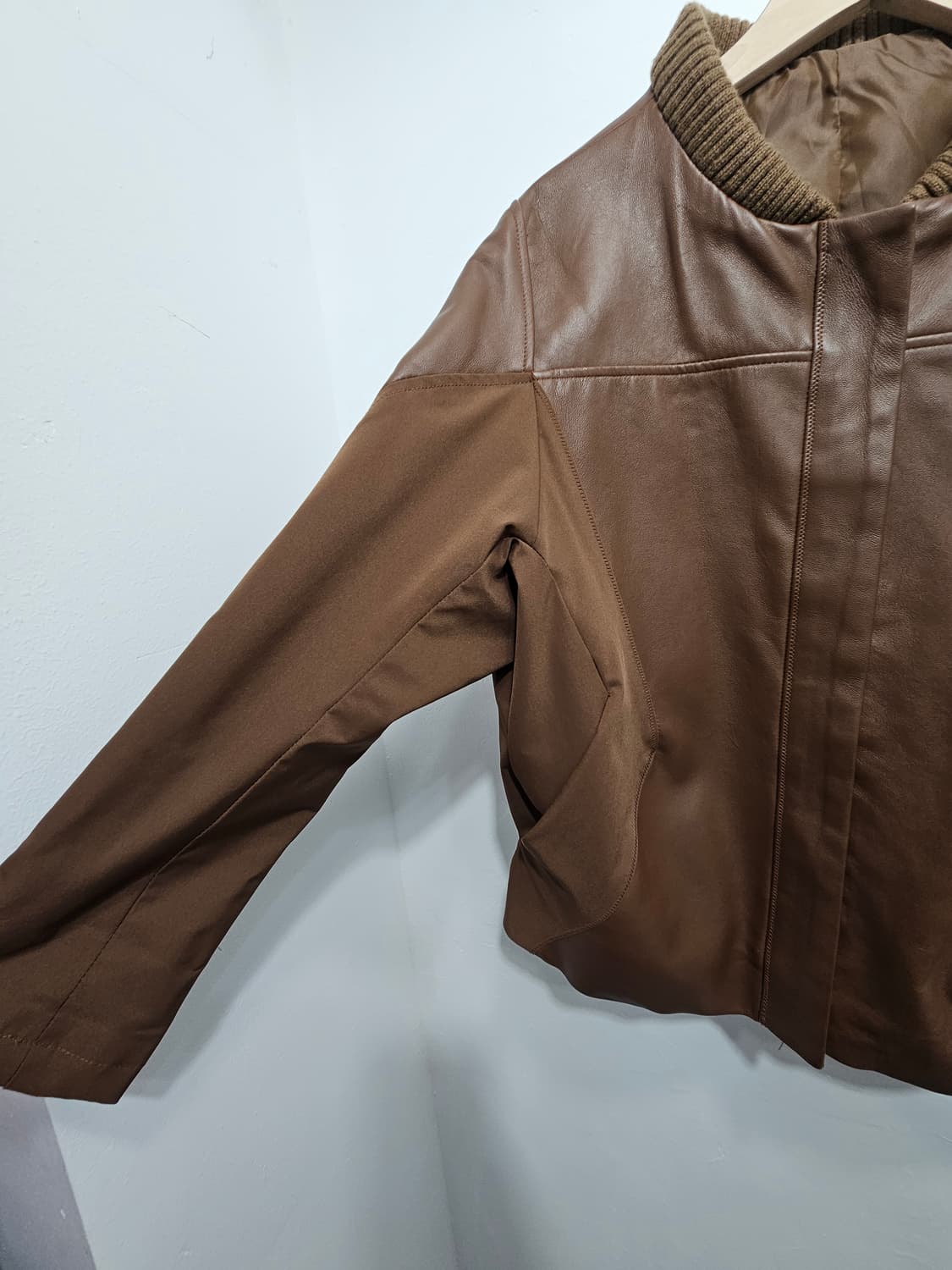 브라운 양가죽 봄버 자켓 상품이미지7