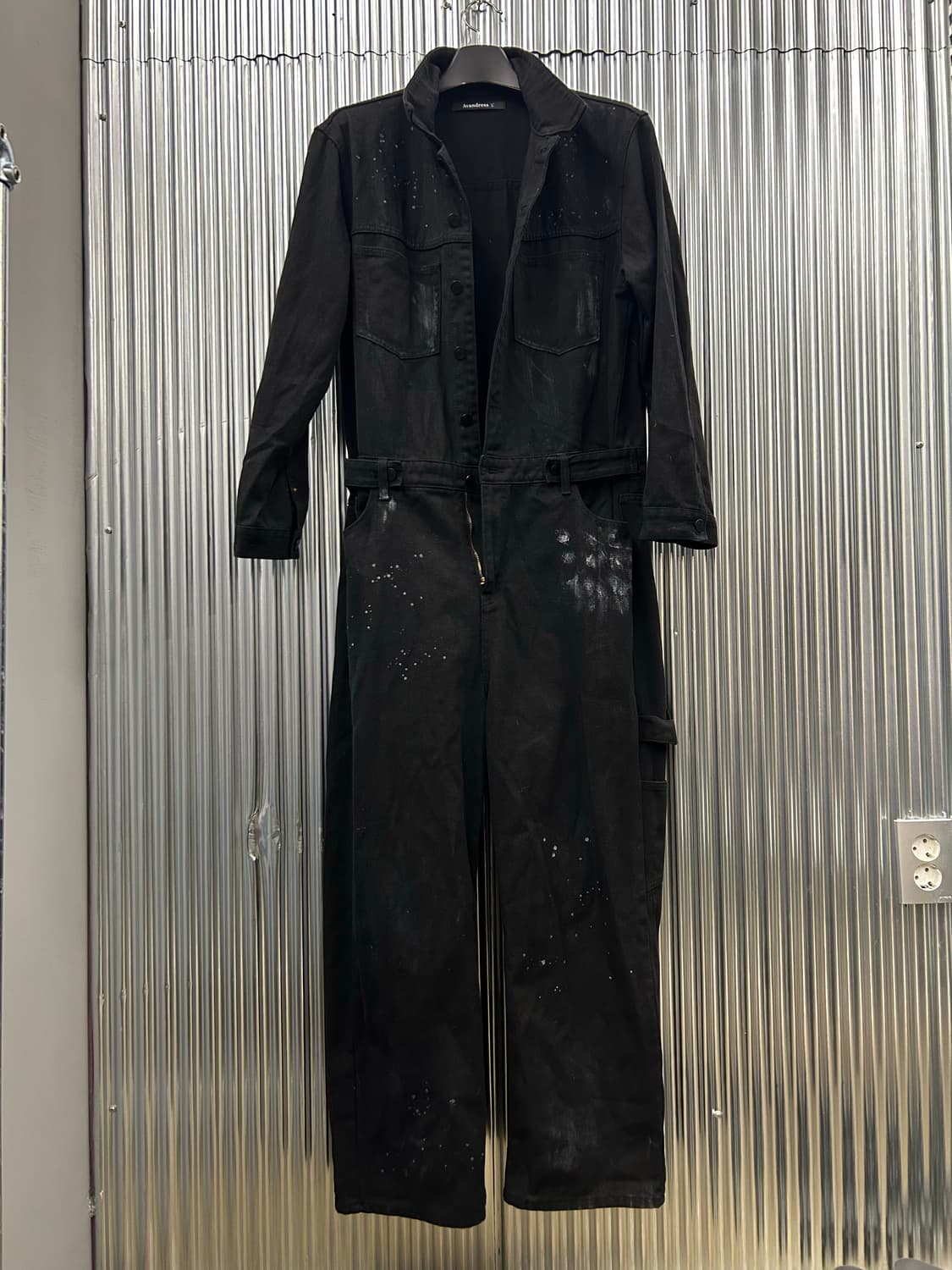 Avandress 블랙 데님 페인팅 워크웨어 점프수트 상품이미지2