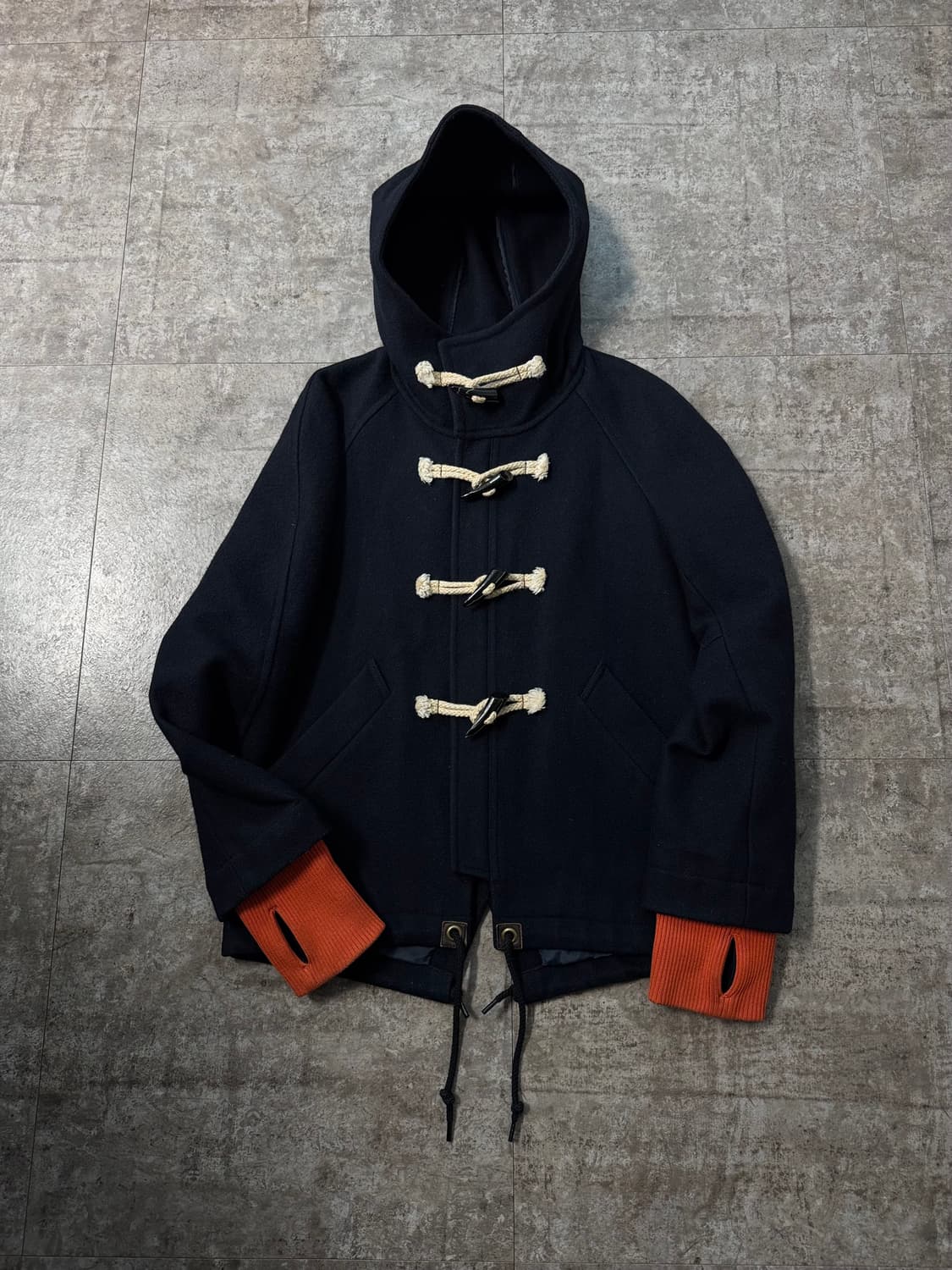 핸드 워머 슬리브 후디드 더플 울 코트 상품이미지1