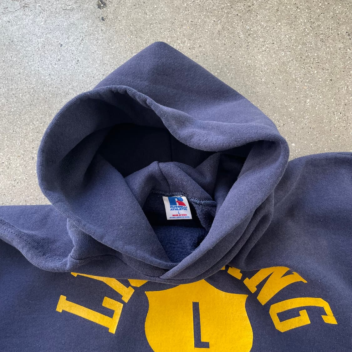 빈티지  러셀 애슬레틱 후드 네이비(옐로) made in usa 상품이미지3
