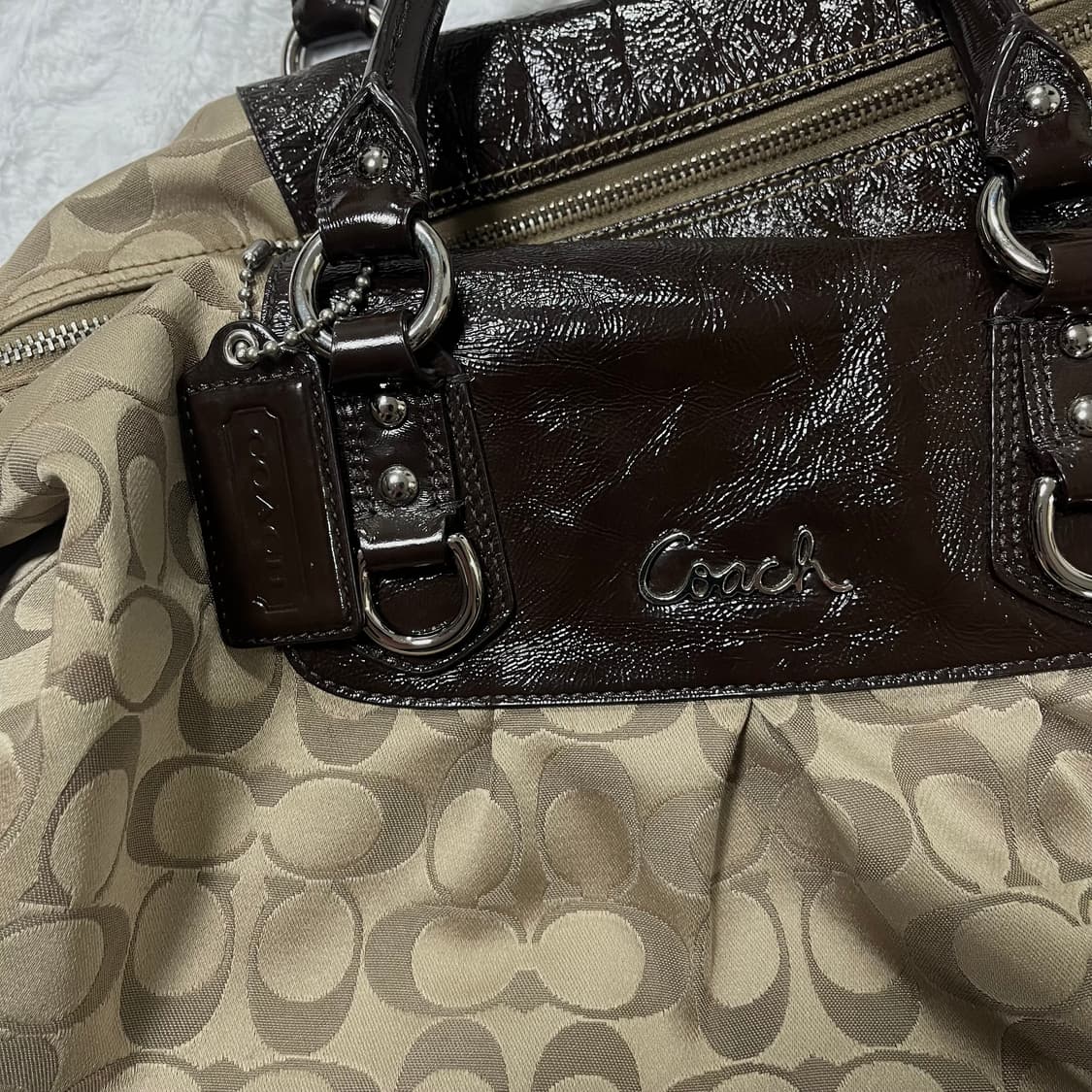 Coach 베이지 브라운 카페모카 시그니처 숄더백 라떼갸루 갸루 초코 상품이미지4