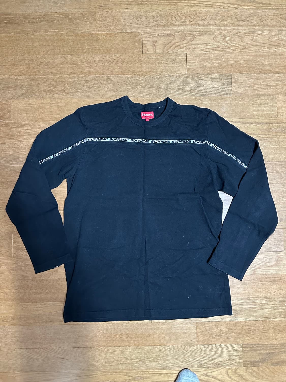 Supreme 17AW 테이프 스트라이프 롱슬리브 피케탑 블랙 L 상품이미지2