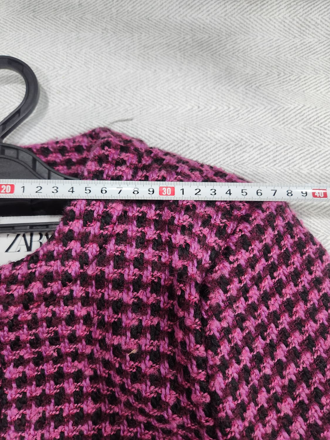 [S] 자라 ZARA 핑크 체크 트위드 크롭 자켓 여성 S 상품이미지10