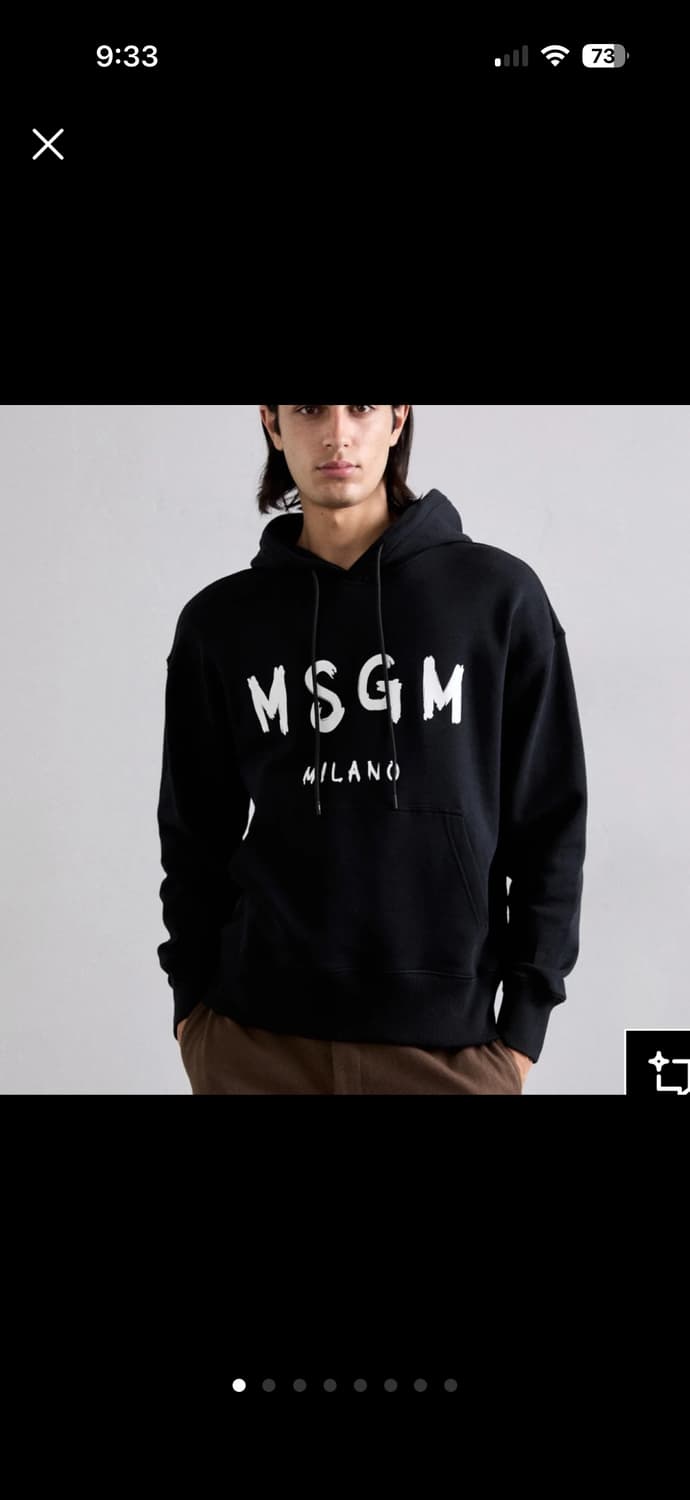 (새상품) MSGM 브러쉬 로고 후드티 블랙 상품이미지1