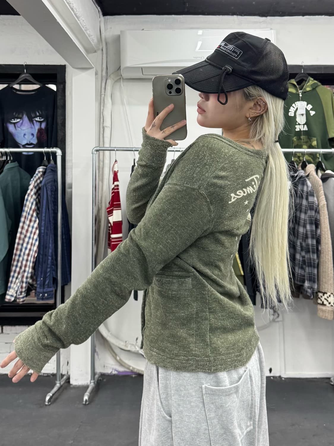 히스테릭 글래머 카키 가디건 상품이미지4