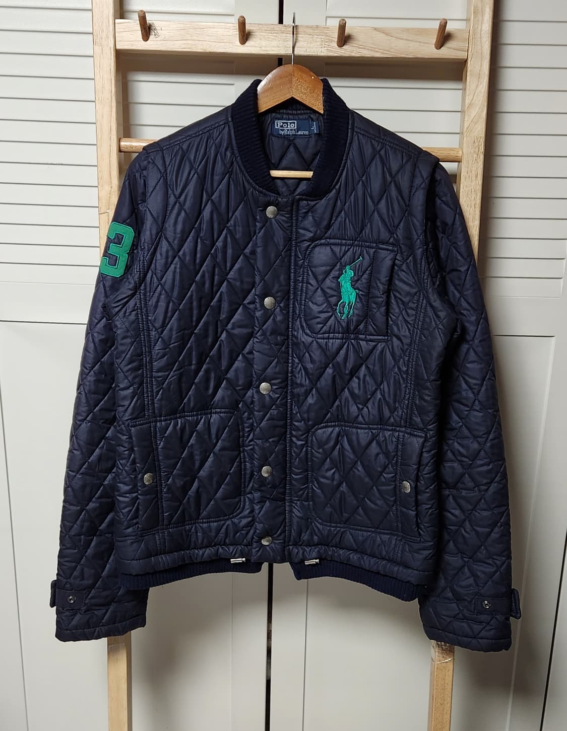 폴로 랄프로렌 빅포니 그린x딥네이비 퀄팅 자켓 상품이미지1
