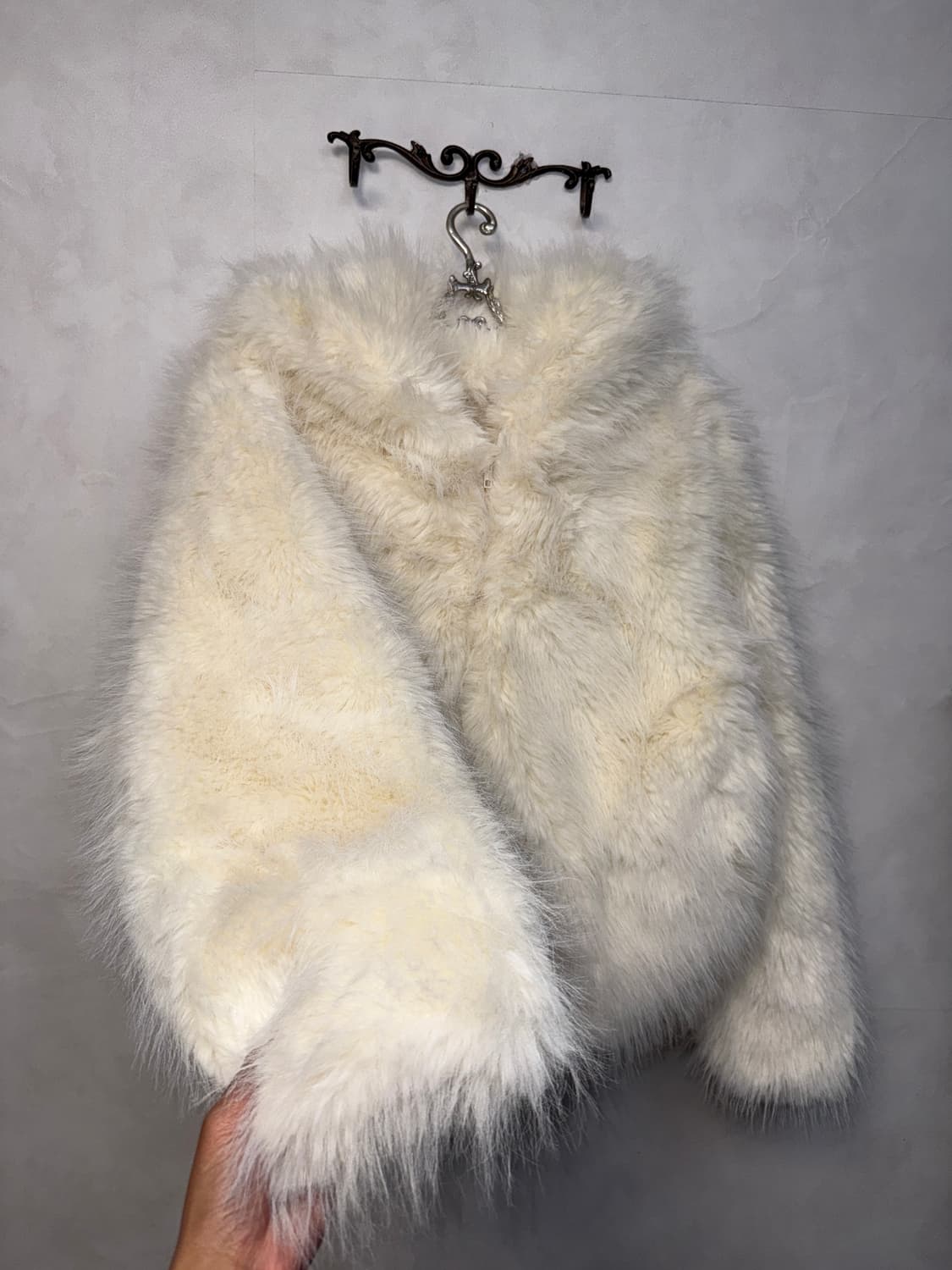 White over fur hood zipup 상품이미지2