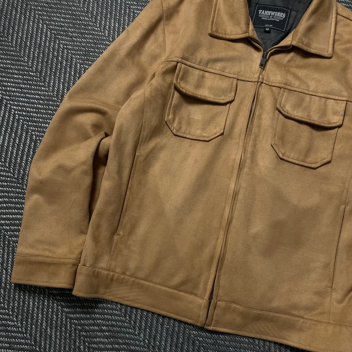 VANNWORKS 미니멀 스웨이드 트러커 자켓 카멜y 4963 상품이미지3