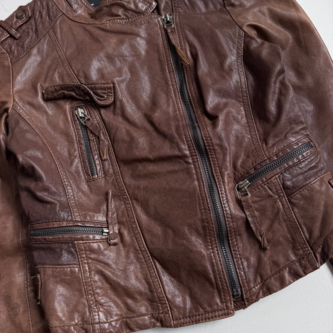 사선 바이커 딱붙 리얼레더 양가죽 릭오웬스맛 가죽자켓 상품이미지6