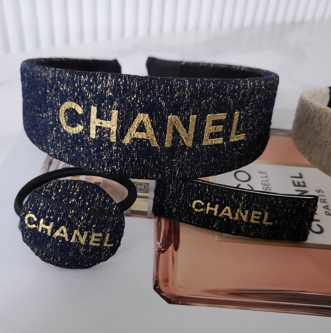 샤넬리본 업사이클링 헤어띠,헤어핀,헤어끈세트 상품이미지2