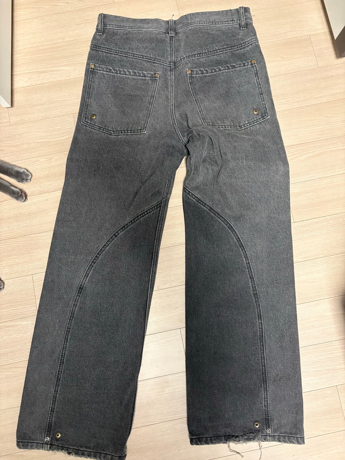 루카스 콘트라스트 패널 와이드 레그 진 (BLACK,M) 상품이미지5