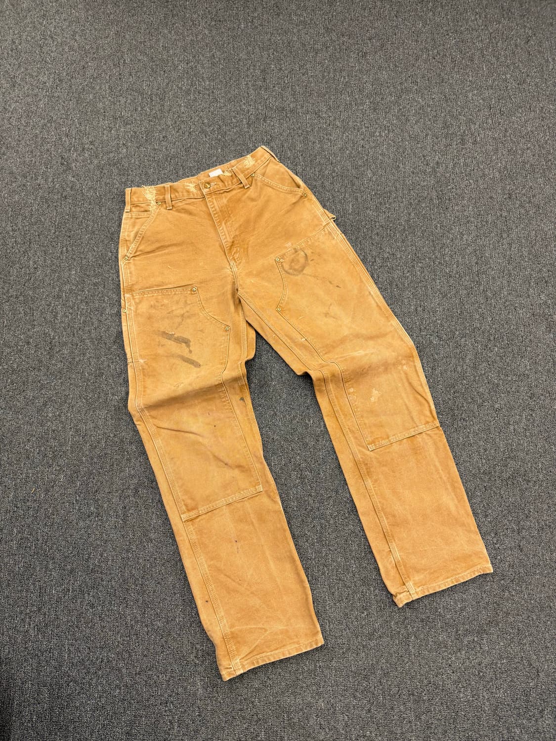 칼하트 빈티지 b01 브라운 더블니 워크팬츠 상품이미지1